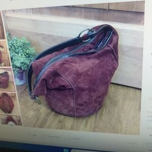 Burgundy Genuine Suede & Leather Shoulder Bag